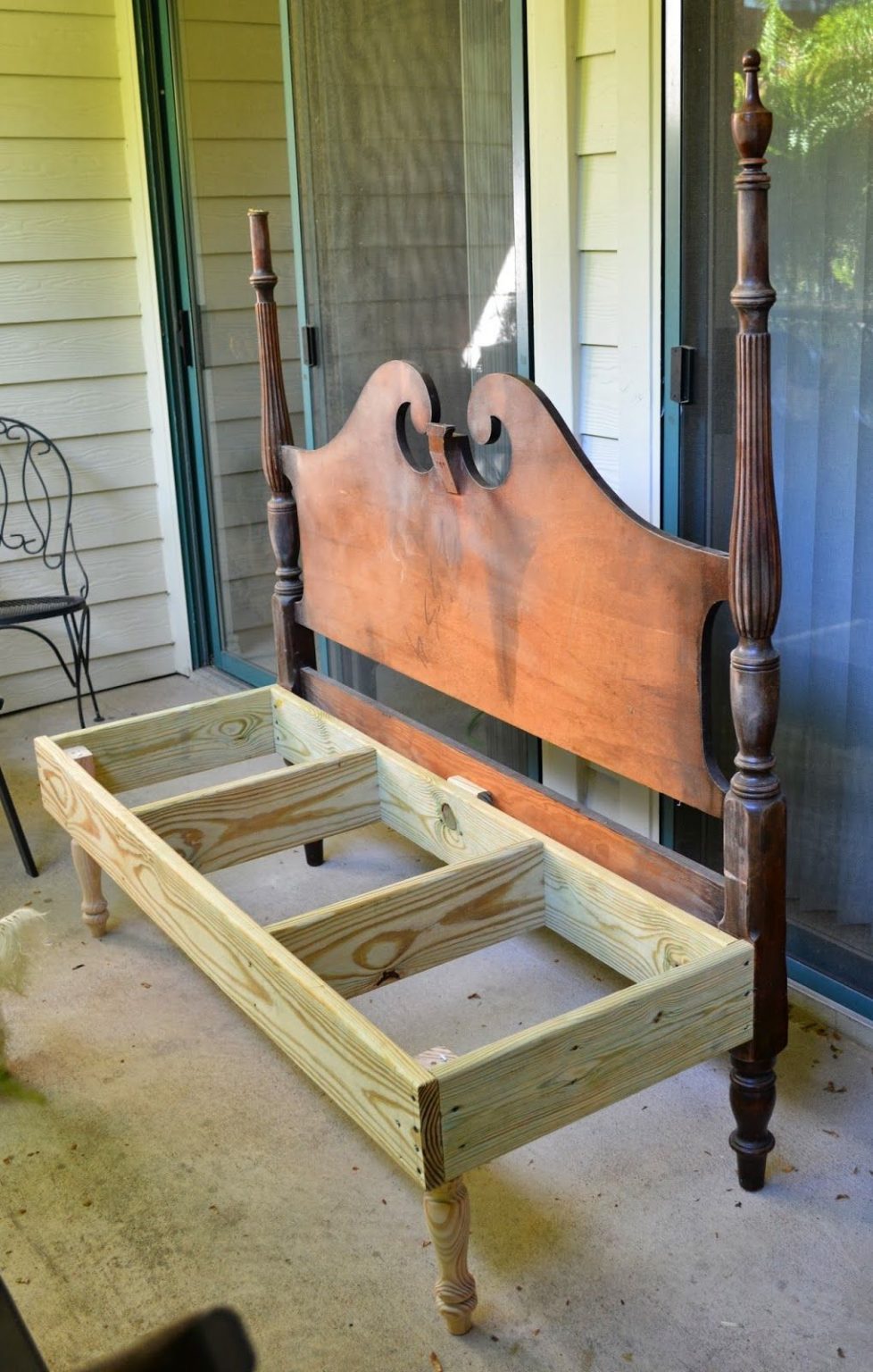 Diy bench from headboard and footboard