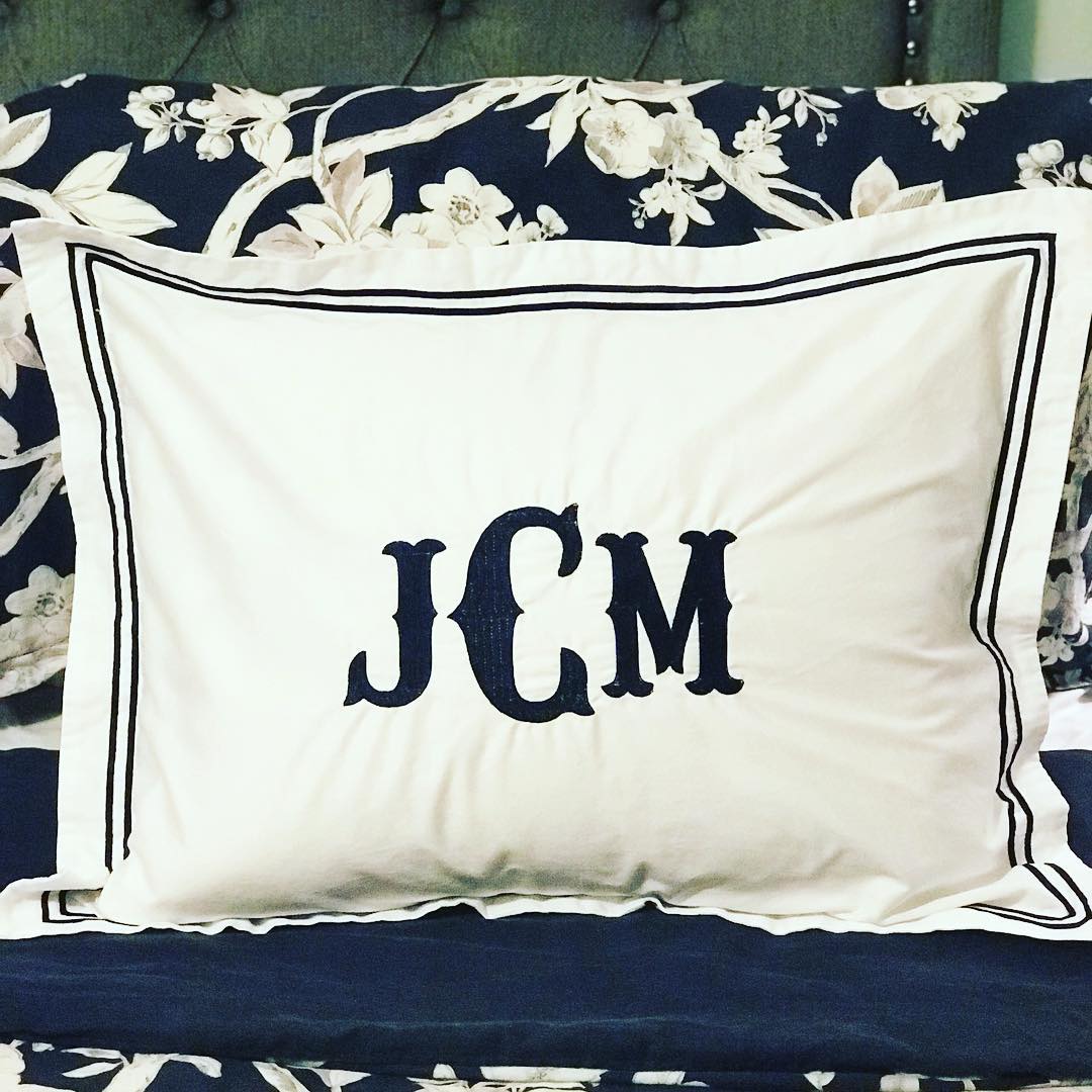 A monogrammed pillow