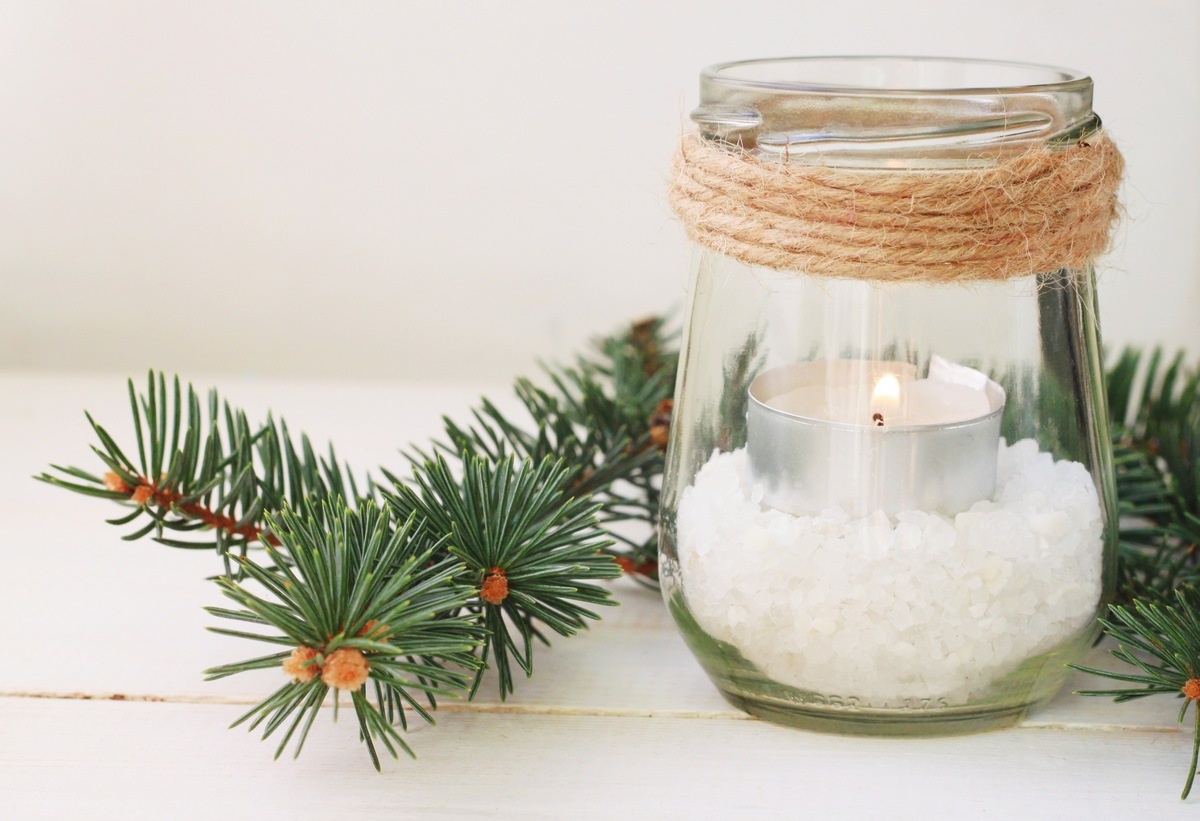 Glittery snow candles